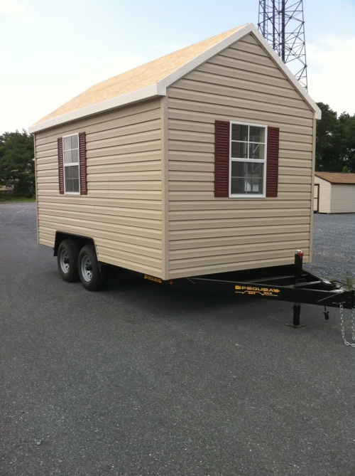 Custom built "trailer shed" for mobile office use.